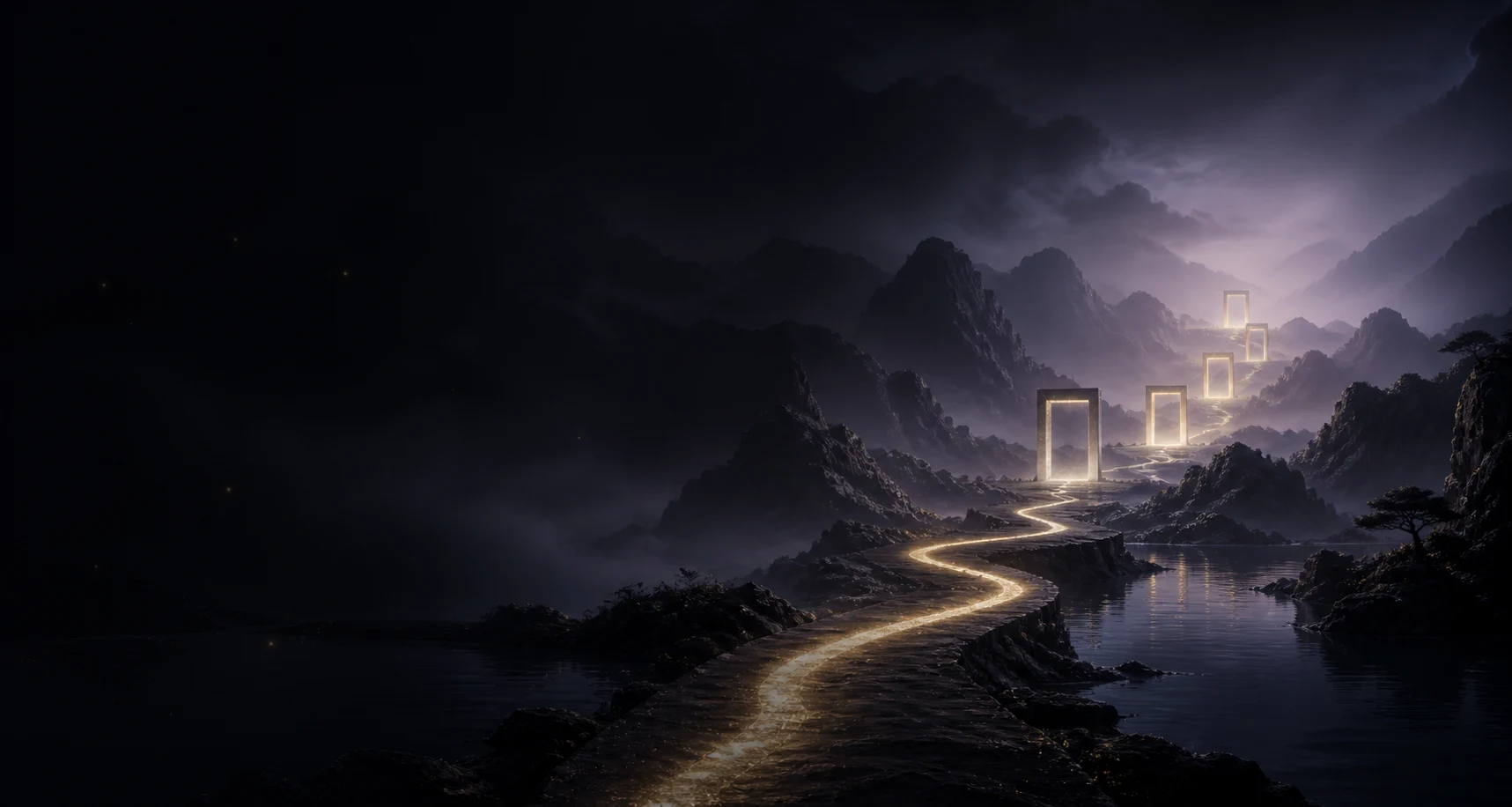 A quiet mountain landscape representing the Dao Path